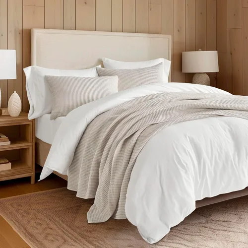 Vista 9 de EVERGRACEHOME juego de colcha de algodón tamaño Full Queen de 3 piezas, colcha acolchada con diseño acanalado ligero y suave, juego de ropa de cama