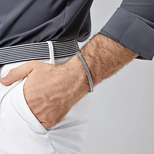 Vista 5 de Pulseras para hombre de acero inoxidable, con cierre magnético, cadena franco