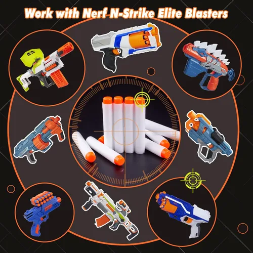 Vista 6 de AMOSTING Paquete de 100 dardos de repuesto para Nerf N Strike Elite 2.0 Series que brillan en la oscuridad, compatible con todos los blasters Elite
