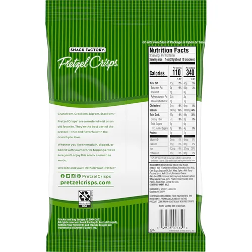 Vista 2 de Snack Factory Patatas fritas de pretzel, ajo parmesano, bolsa para llevar, 3 onzas