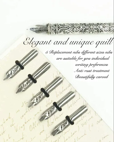 Vista 3 de Juego de plumas antiguas y pluma y tinta vintage para escribir (Turquía)