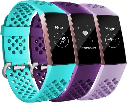 Vista 9 de Maledan Bandas compatibles con Fitbit Charge 3/Charge 4, mujeres y hombres, correa deportiva transpirable de repuesto con agujeros de aire
