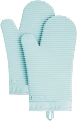 Vista 18 de KITCHENAID Juego de 2 guantes de horno de silicona suave acanalados, 7.5 x 13 pulgadas, color pistacho