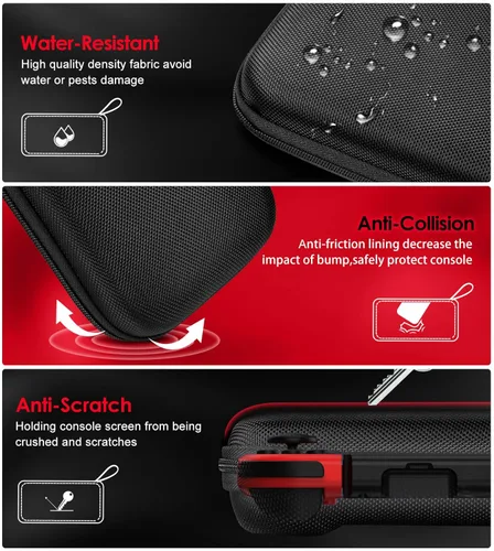 Vista 5 de ivoler Carrying Case for Nintendo Switch and NEW Switch OLED Model(2021),Portable Hard Shell Pouch Carrying Travel Game Bag for Switch Accessories