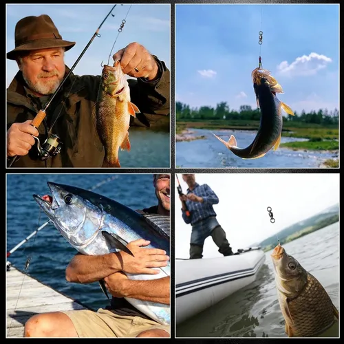 Vista 7 de Eslabones Giratorios de Pesca con Rodamiento de Bolas 30/50 piezas 0#-10# Aparejo de Pesca con Anillo de Soldadura Sólida de Acero Inoxidable