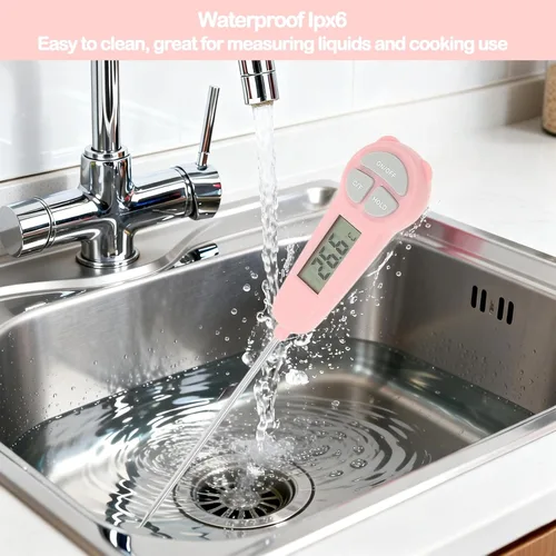 Vista 2 de Termómetro digital de carne de lectura instantánea, termómetro de alimentos para horno de cocina, parrilla, barbacoa, ahumador, sonda impermeable