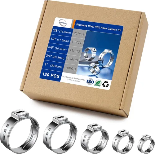 Vista 11 de Herramienta de abrazadera de cincha PEX para abrazaderas de acero inoxidable de 3/8" a 1", con 20 piezas de anillos de abrazadera de cincha PEX
