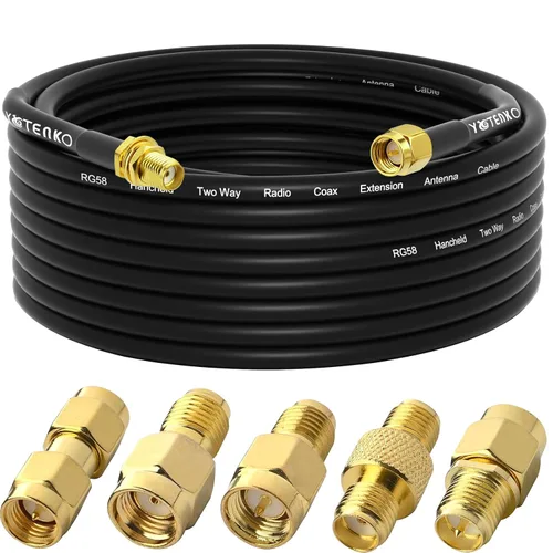 Vista 10 de Cable de Extensión de Antena SMA 3 pies 1 m SMA Macho a SMA Hembra RG58 Cable de Puente Coaxial Baja Pérdida para Reubicación de Router 4G LTE ADS-B