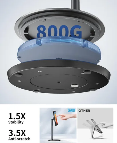 Vista 2 de SAIJI Soporte para Tablet, Soporte Ajustable de Altura Extra Kindle, Soporte para iPad de Rotación de 360 Grados, Base de Montaje de Cuna