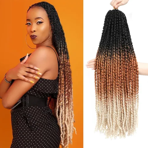Vista 20 de Cabello Corto PassionTwist de 8 Pulgadas Cabello Pre-retorcido Passion Twists Cabello de Ganchillo Pre-enrollado Cabello Rizado de Ganchillo para 1b