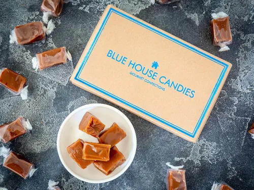 Vista 5 de Blue House Caramelos de Caramelo Gourmet Suaves y Masticables Hechos a Mano, en Caja de Regalo (Caramelos Originales), 1 libra