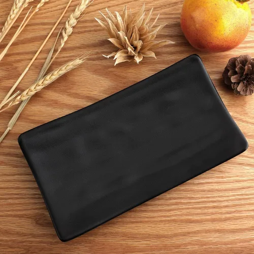 Vista 9 de uxcell Vajilla rectangular en forma de sushi plato negro