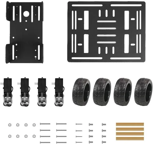 Vista 4 de LewanSoul Kit de chasis inteligente 4WD con chasis de aleación de aluminio, motor TT, ruedas de 2.598 in, plataforma móvil robótica