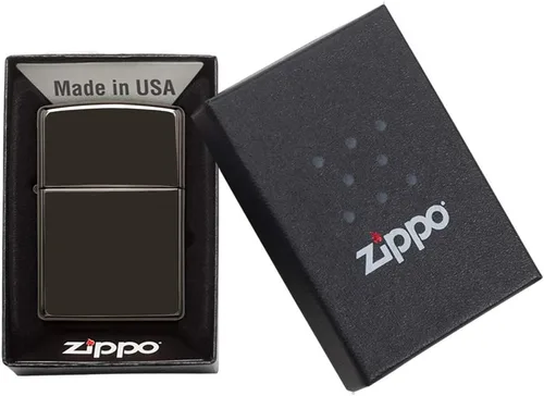 Vista 5 de Zippo - Encendedor de bolsillo clásico negro de alto pulido