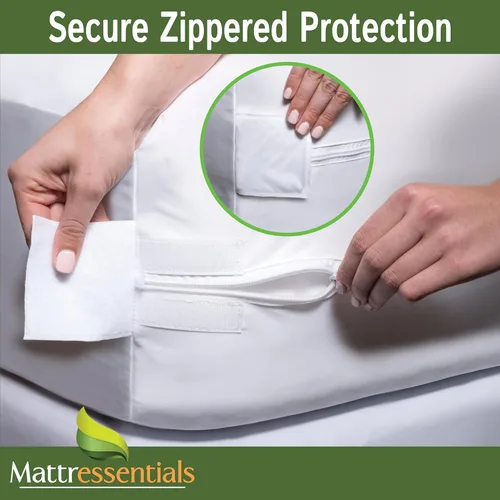 Vista 5 de Protector de colchón individual con cremallera (5 a 7 pulgadas de profundidad), funda de colchón impermeable para chinches de cama, funda