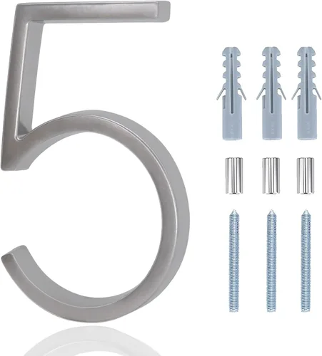 Vista 35 de Números de casa blancos para exterior moderno - Números de casa flotantes modernos de 5 pulgadas, crean sombras atractivas e interesantes, número 7