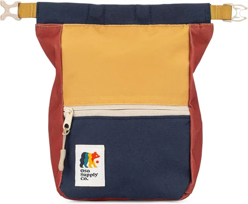 Vista 4 de Crux Bouldering Cubo de Tiza, Bolsa de Tiza de Tamaño Grande para Escalada en Roca, Recipiente de Tiza con Cierre Magnético, Bolsillos