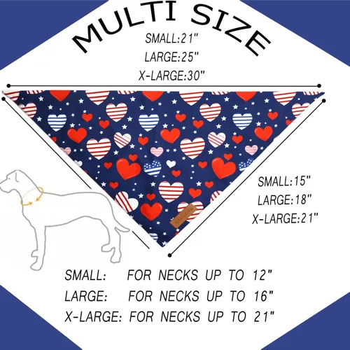 Vista 2 de Realeaf Bandanas para perros del 4 de julio, paquete de 2, bufanda reversible con bandera estadounidense para machos y hembras, tela duradera