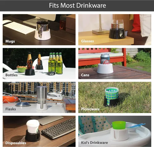 Vista 3 de HIT PRODUCTS TableCoaster - Portavasos Original Antiderrames para Mesa y Escritorio, Blanco Glaciar - Portavasos para Caravanas y Barcos, Un