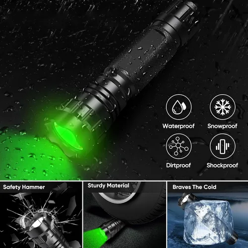Vista 7 de WINDFIRE Linternas verdes de depredador LED Coyote Hog Varmint Luces de caza táctico Rifle linterna antorcha con montaje en riel Picatinny