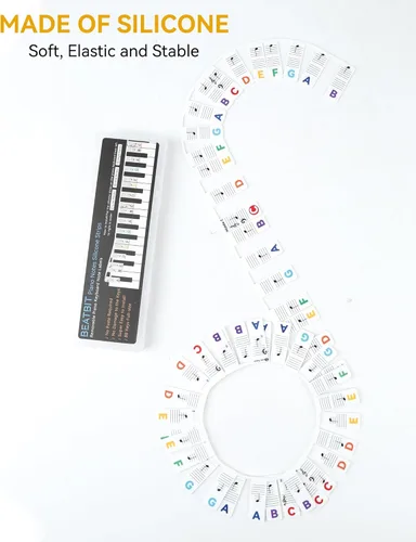 Vista 5 de Guía de notas de piano para principiantes, etiquetas extraíbles para notas de teclado de piano para aprender, tamaño completo de 88 teclas, hechas