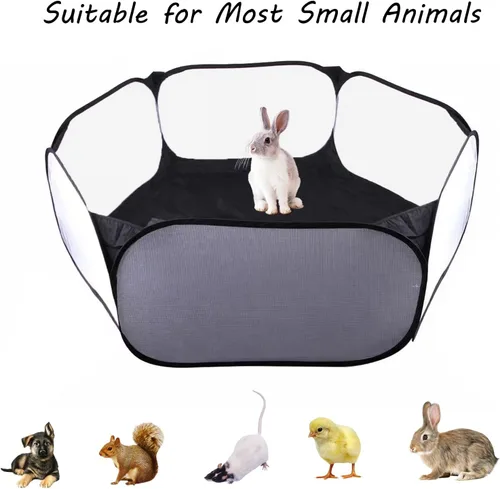 Vista 3 de Corralito para animales pequeños, portátil, con apertura automática, interactivo, para mascotas, valla interior y exterior para conejos, conejillos
