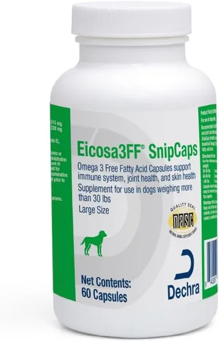 Eicosa3FF SnipCaps Omega 3 Cápsulas de ácidos grasos gratis para perros, grandes, 60 unidades
