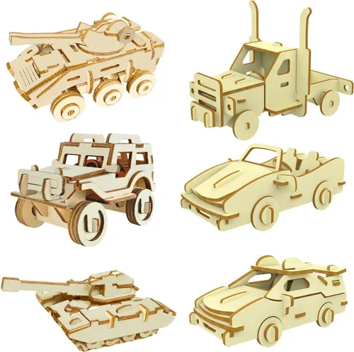 Vista 10 de Rompecabezas 3D de madera de animales salvajes - Juego de 6 piezas de animales salvajes de madera, modelos de esqueleto de montaje de madera