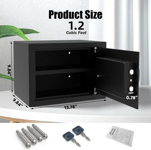 Vista 7 de [1.2 pies cúbicos] Caja de seguridad PATRON con llave, seguridad digital para el hogar, cajas fuertes de gabinete para documentos en efectivo, cajas