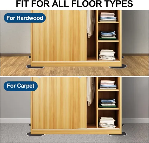Vista 3 de Deslizadores de muebles grandes reutilizables para alfombras y suelos de madera dura, paquete de 8 almohadillas protectoras ovaladas de 9-1/2