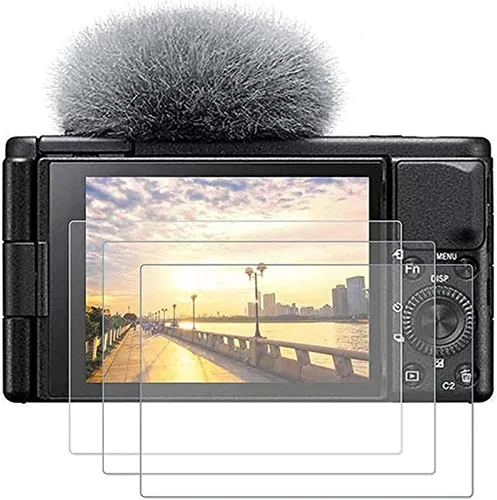 PCTC Paquete de 3 protectores de pantalla de vidrio templado compatibles con Sony ZV-E10 ZV-1 ZV-1M2 ZV1M2 ZVE10 ZV1 ZV-1F ZV1F, cubierta de vidrio