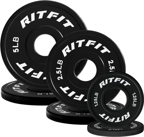 Vista 10 de RitFit Fractional Rubber Weight Plates, Colored Bumper Plates for Starting Strength and Progressive Overload Training, Pair and Sets