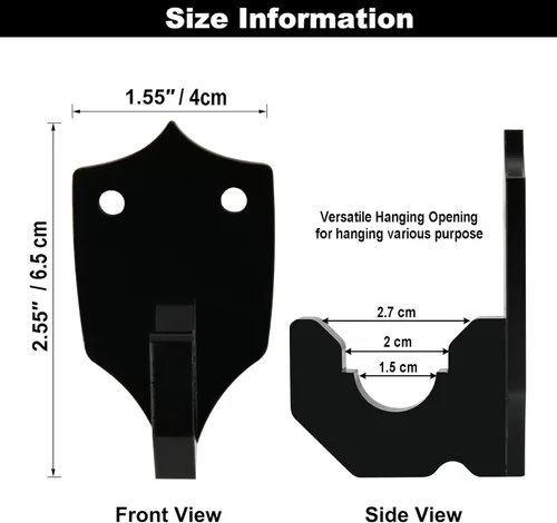 Vista 2 de Cosmos Soporte de pared de espada acrílica, 1 juego de gancho de pared para exhibición vertical u horizontal, espada de arte marcial, daga, sable