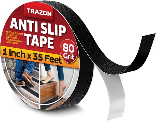 Cinta de agarre adhesiva de seguridad para uso en escaleras, exteriores e interiores, 1 pulgada x 35 pies, impermeable, antideslizante y resistente,
