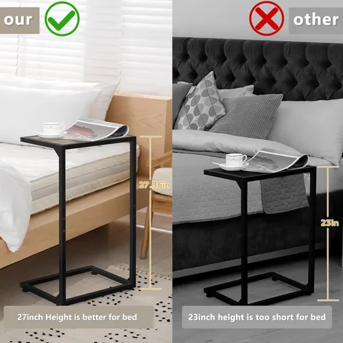 Vista 3 de melos Mesa auxiliar en forma de C, mesas C para sofá, mesa auxiliar de aperitivos para sofá, mesas de sofá que se deslizan por debajo, mesa pequeña