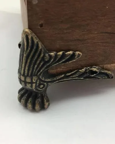 Vista 6 de 24 patas de caja de latón antiguo para cajas de madera, joyas en el pecho, esquina de almacenamiento, protector de aleación de zinc para relieve