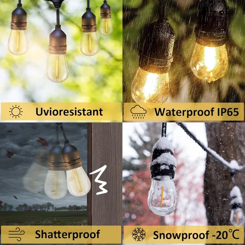 Vista 4 de Visther Reemplazo de bombillas solares de bajo voltaje DC 3V, bombillas LED S14 E26 impermeables, 1 W, 100 lúmenes, 2700 K, paquete de 15, blanco