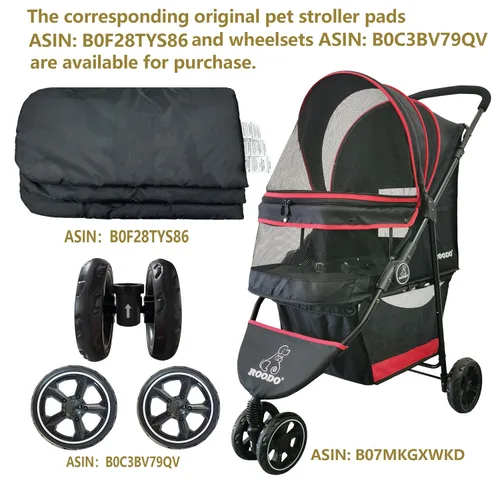 Vista 8 de ROODO Escort - Cochecito para correr de 3 ruedas para perros y gatos para perros pequeños/medianos, gatos, el mejor cochecito ligero, plegable
