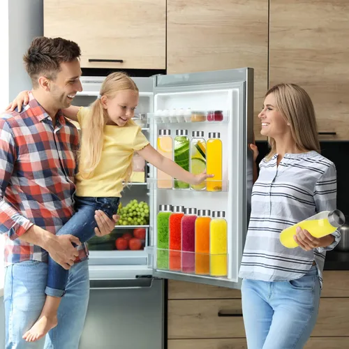 Vista 11 de Sursip Botellas de agua de vidrio de 18 onzas con tapas, botellas de jugo, botella de jugo de vidrio transparente para exprimir, botellas de jugo