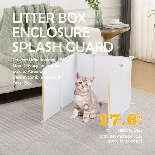 Vista 2 de MEEXPAWS Caja de arena para gatos, protector contra salpicaduras extra grande, 28 pulgadas de largo x 21.5 pulgadas de ancho x 18 pulgadas de alto