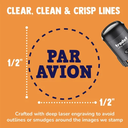 Vista 2 de Par Avion - Sello de tinta autoentintado con texto circular de correo aéreo para sellar planificadores de manualidades, mini de 1/2 pulgada, tinta