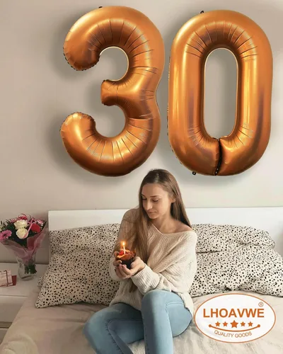 Vista 4 de Globos naranjas con el número 24 de 40 pulgadas, globos de helio de aluminio de color naranja gigante de 42 o 42 números para fiesta de cumpleaños