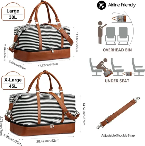 Vista 3 de S-ZONE - Bolso de mano de lona para mujer con correa de cuero sintética