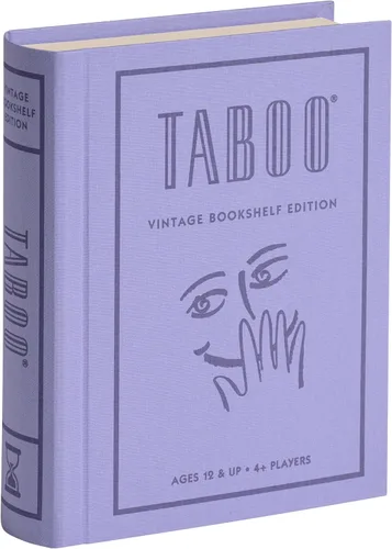 WS Game Company Taboo Vintage Bookshelf Edition - Caja de libros envuelta en tela, juegos de mesa de adivinanzas para 4 o más jugadores, adultos y