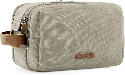 BAGSMART - Neceser de viaje para hombres, organizador de artículos de aseo de lona, kit Dopp resistente al agua, bolsa de afeitado para artículos de