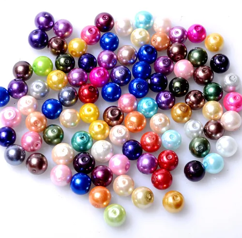 Vista 6 de RUBYCA 200 piezas de cuentas redondas de cristal checo satinado brillante pequeñas para hacer joyería 10mm Amatista Púrpura