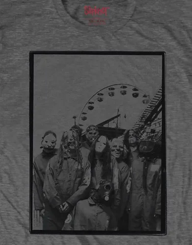 Vista 3 de Slipknot Camiseta Amusement Park Band Logo Oficial Hombres Gris Carbón