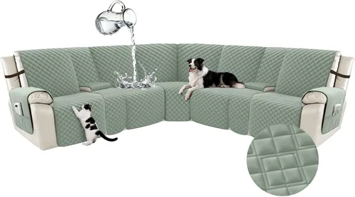 Vista 31 de Arfntevss Fundas Impermeables para Sofá Seccional Reclinable para Sofá Seccional Reclinable en Forma de L Antideslizante Lavable Funda
