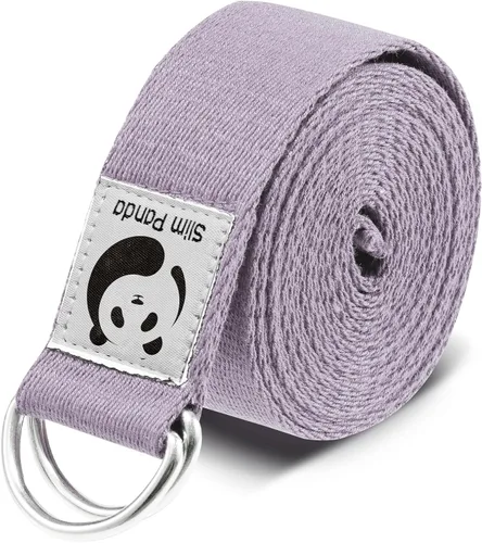 Vista 18 de Correa de yoga Slim Panda para estiramiento, Correa de yoga de algodón con hebilla ajustable en forma de D, Correa de yoga no elástica para pilates