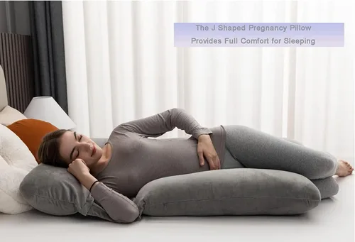 Vista 5 de Yuantian Almohada de embarazo, almohadas de cuerpo completo en forma de U para apoyo de maternidad, almohada de dormir con funda de terciopelo